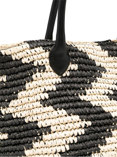 Borsa donna Emme Marella shopping in rafia panna e nero EMME Marella | BALIA003